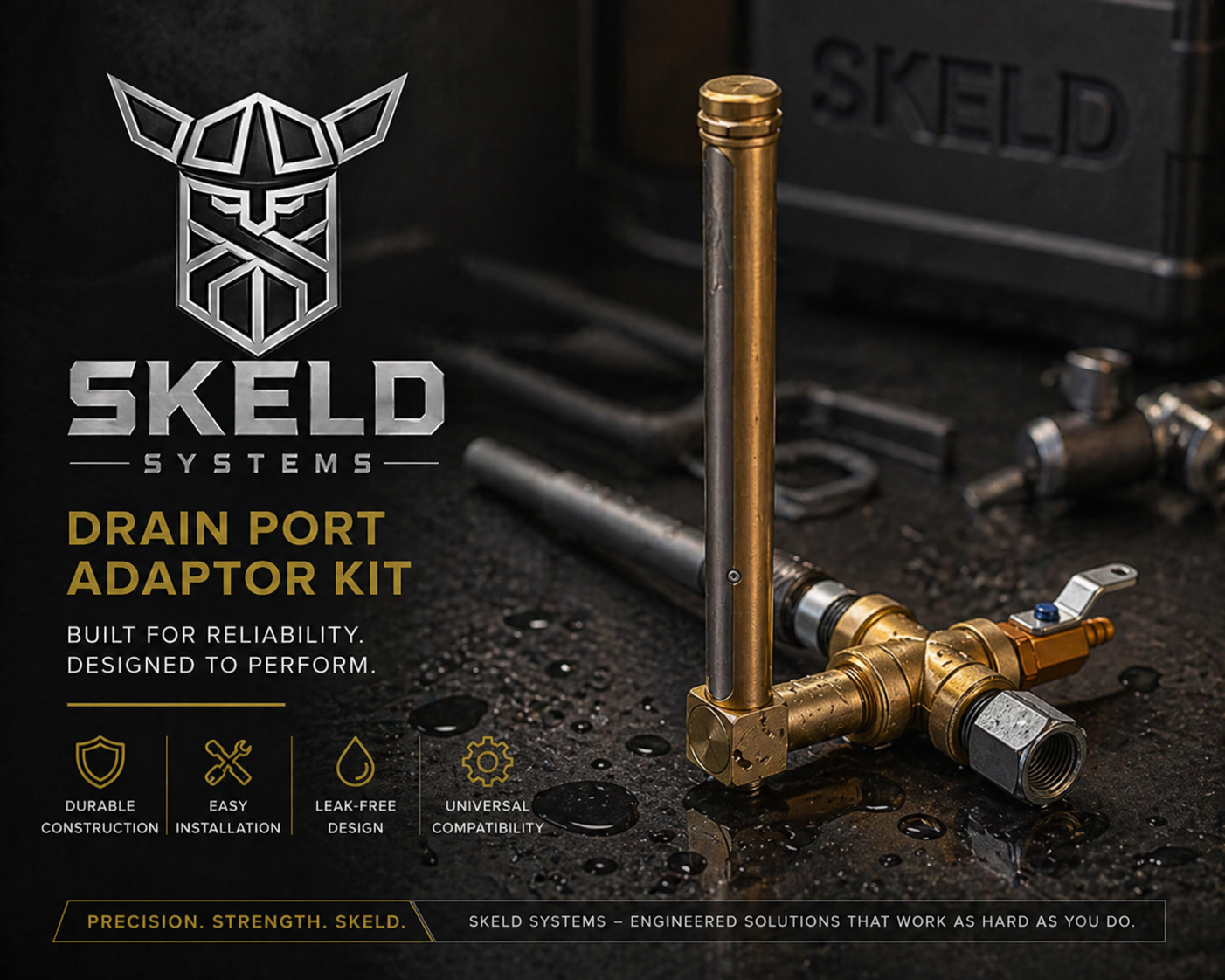 Industrial drain port adapter kit with moisture monitoring for gearboxes reservoirs and lubrication systems