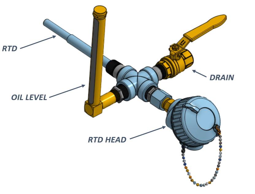Industrial drain port adapter kit with moisture monitoring for gearboxes reservoirs and lubrication systems b
