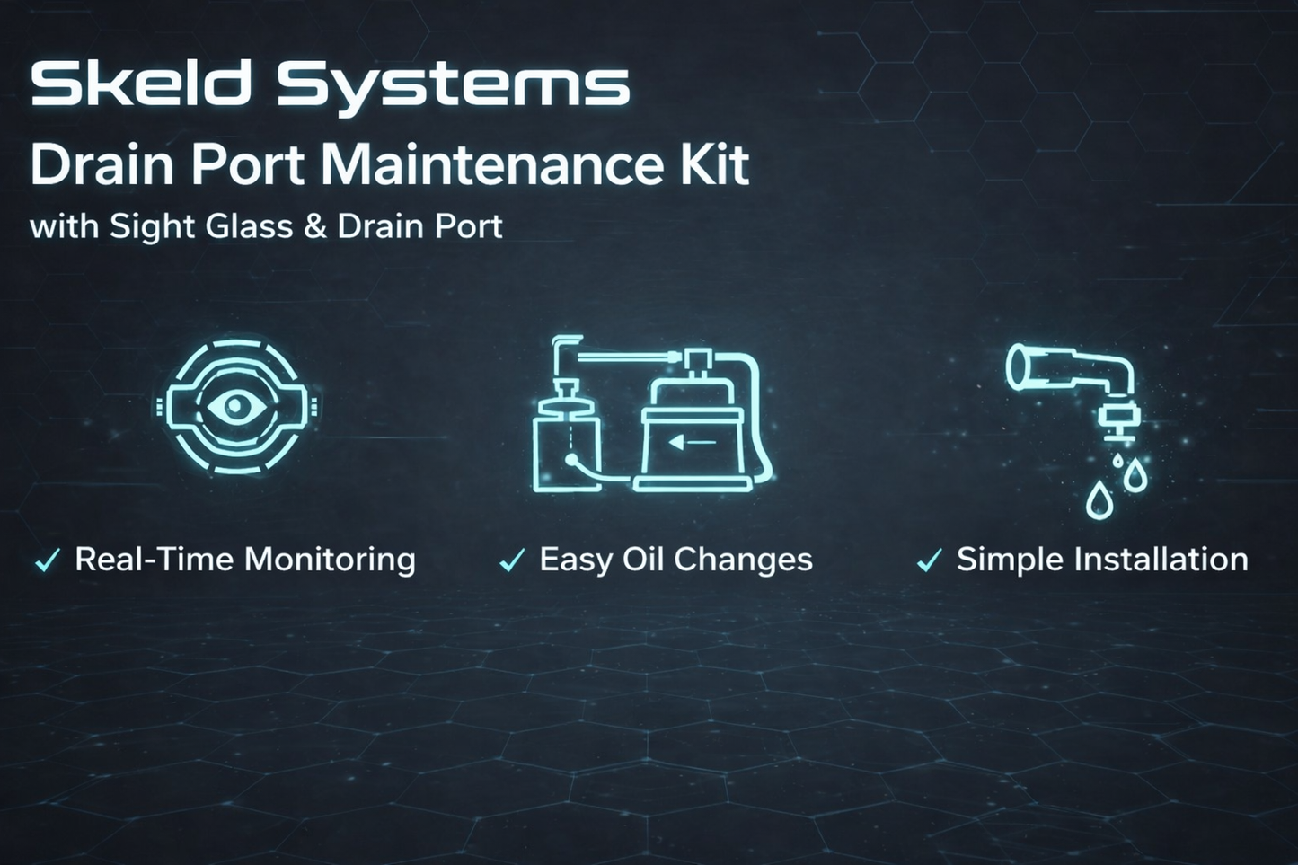 Industrial oil drain adapter kit for gearboxes reservoirs and lubrication maintenance contamination control systems by SKELD Systemse
