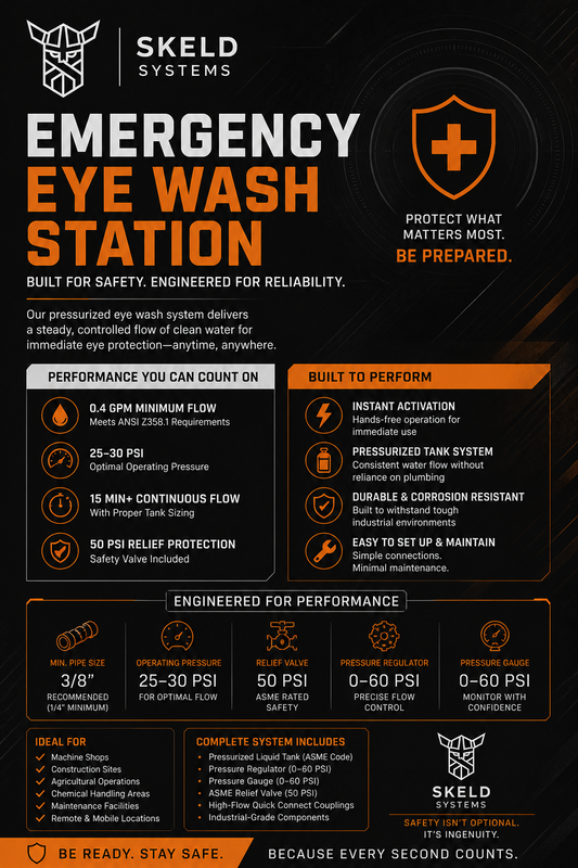 Portable emergency eye wash station industrial safety wash unit for manufacturing plants maintenance facilities and construction site