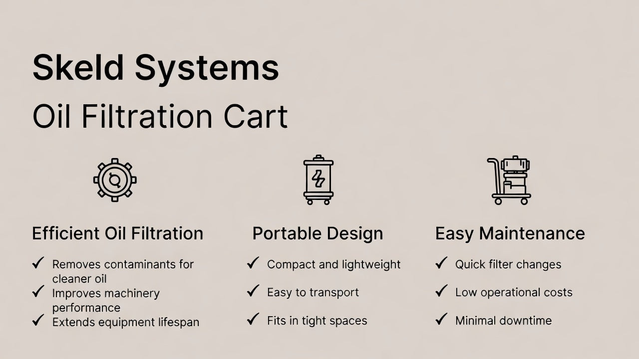 Portable industrial oil filter cart for gearbox lubrication systems hydraulic oil filtration and contamination control d