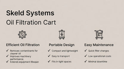 Portable industrial oil filter cart for gearbox lubrication systems hydraulic oil filtration and contamination control d